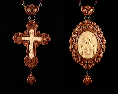 SET FOR BISHOP PECTORAL CROSS AWARD #2 CRUCIFIX & OUR LADY OF THE SIGN PANAGIA #1