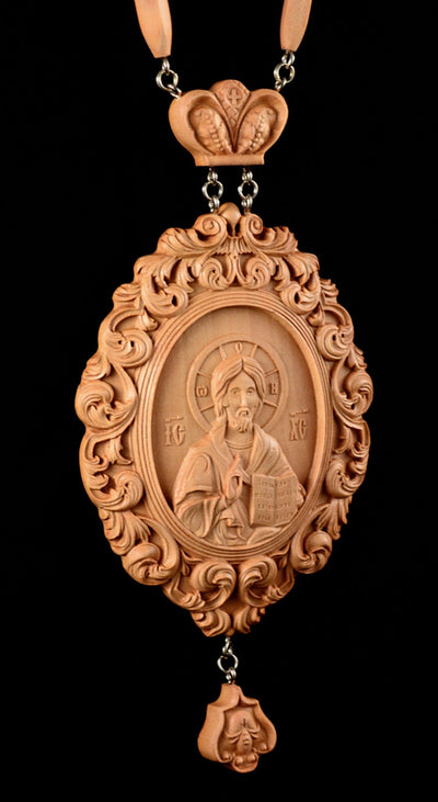 GOD ALMIGHTY PANAGIA #1 WOODEN CARVED ENGOLPION
