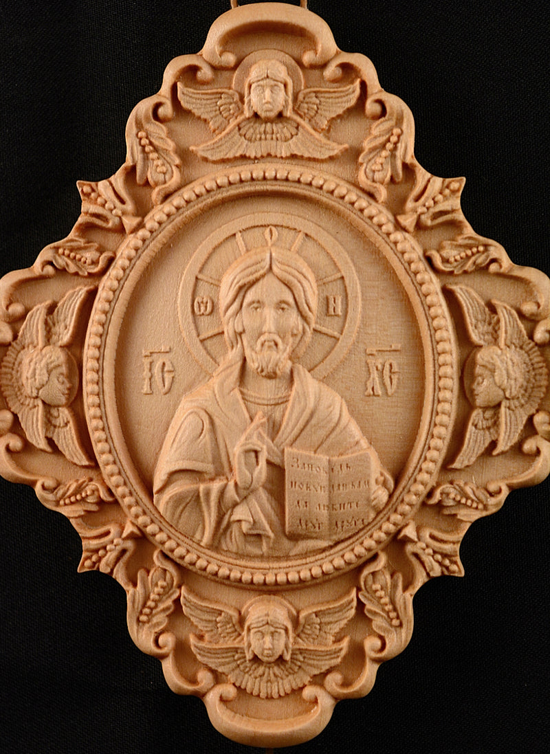 GOD ALMIGHTY PANAGIA ENGOLPION WOODEN CARVED