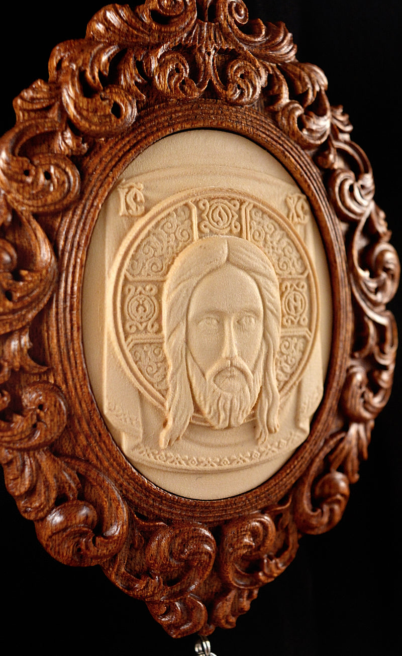 HOLY FACE WOODEN PANAGIA 