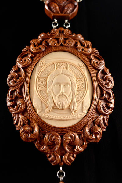 HOLY FACE WOODEN CARVED PANAGIA #1