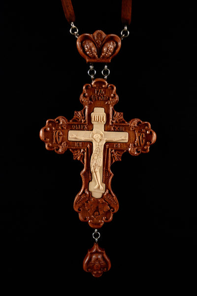 PECTORAL CROSS AWARD #2 CRUCIFIX WOOD CARVED FOR BISHOPS