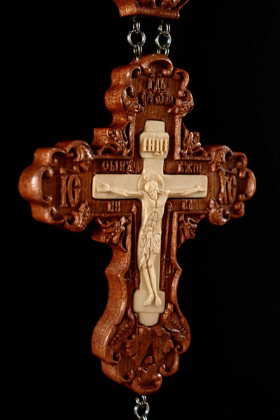 WOODEN CARVED PECTORAL CROSS AWARD #2 CRUCIFIX 
