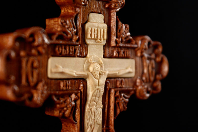 WOODEN CARVED CROSS FOR PRIEST