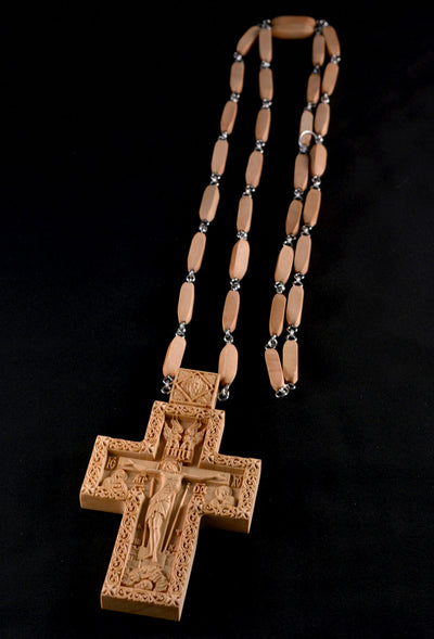 WOODEN CARVED PECTORAL CROSS AWARD #7 CRUCIFIX