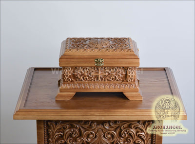 RELIQUARY BOX CARVED WOODEN RELIGIOUS
