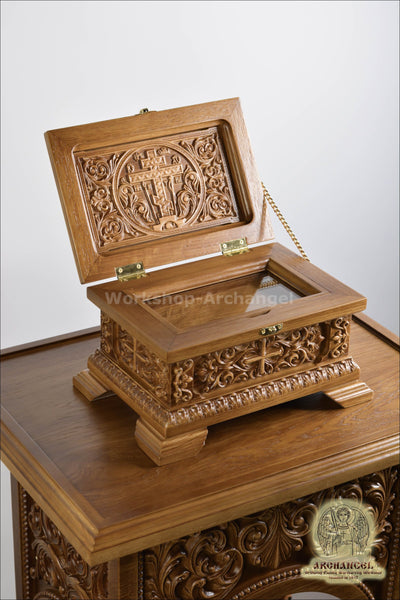 RELIQUARY BOX CARVED WOODEN RELIGIOUS RELIQUARY FOR CHURCH