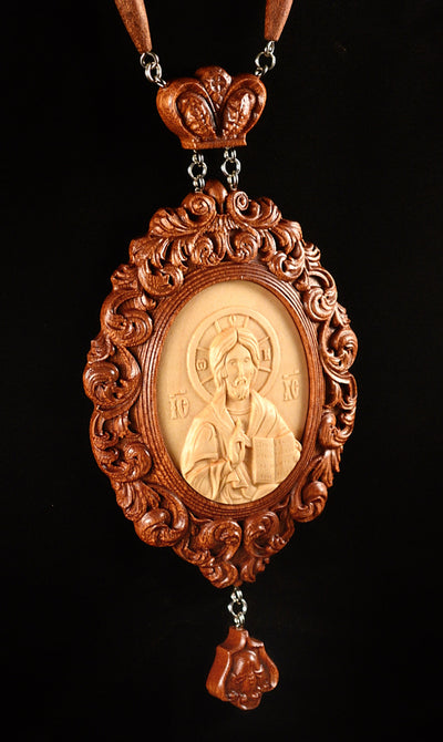 GOD ALMIGHTY PANAGIA #1 WOODEN ENGOLPION
