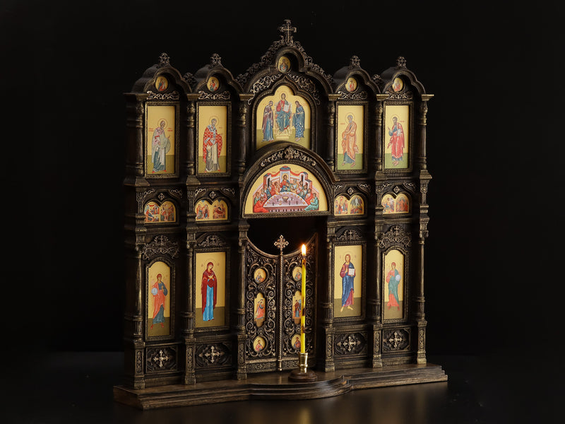 23" Home Iconostasis Renaissance Style Wall-Mounted And Table-Top Prayer Corner Home Oratory Religious Wooden Icon Gift Saints Home Blessing