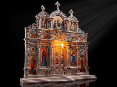 21.5" Home Iconostasis Baroque Style Wall-Mounted And Table-Top Prayer Corner Home Oratory Wooden Religious Christian Icon Housewarming Gift